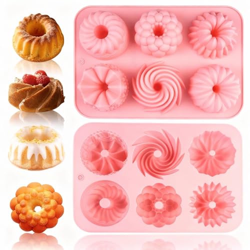2 Stück Mini Gugelhupfform Silikon Backformen Klein Gugelhupf Backform Ø 7 cm Silikonform Mini Gugelhupf Backform Kuchenform Wiederverwendbar Minigugelhupf Form mit Antihaftbeschichted Muffins Brownie