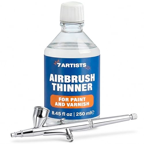 7 Artists Airbrush Thinner for Acrylic Paint 8.45 fl oz (250 ml) – Water-Based Paint Reducer & Flow Improver Medium | Helps Reduce Clogs & Tip Dry | Smooth Spray for Models, Miniatures & Canvas