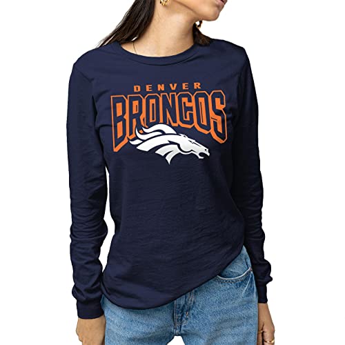 Junk Food Clothing x NFL - Denver Broncos - Bold Logo - Unisex Adult Long Sleeve T-Shirt for Men and Women - Size Small