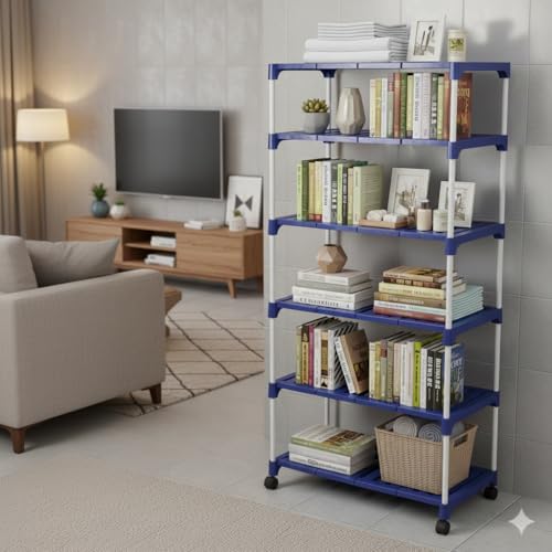 Image of CIPLA PLAST Space-Saving Classy Shoe Organizer, with Wheels, Storage Rack Covered Shoe Rack with Dustproof Fabric Cover, Powder Coated Metal Frame & Fabric Organizer (Extra Large, 6 Layer)