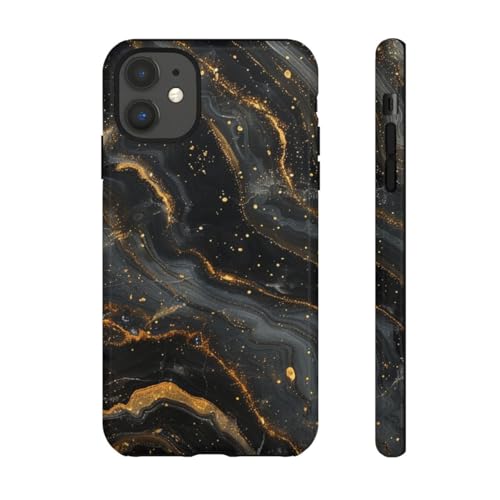 Coque iPhone 11 marbré noir or pour un style chic au bureau