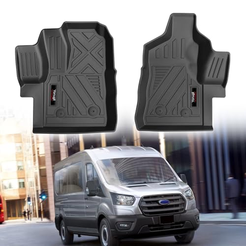 Custom for 2020-2025 2026 Ford Transit (All Models w/Vinyl Floors) Front Floor Mats All Weather TPE Protection for Transit 150/250/350 Accessories (for 2020-2026 Ford Transit Front Floor Mats 2 Pcs)