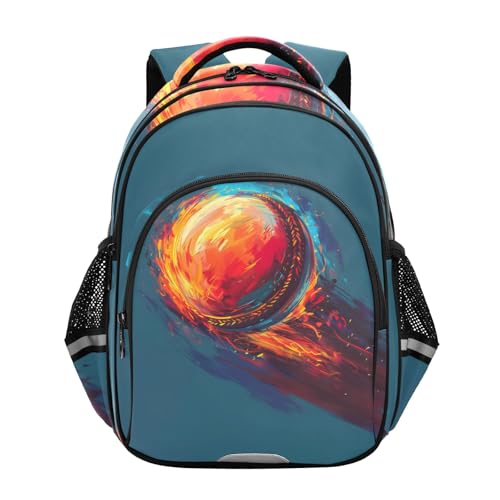 Travel Backpack Flaming Cricket Ball Casual Daypack for Weekender Trip