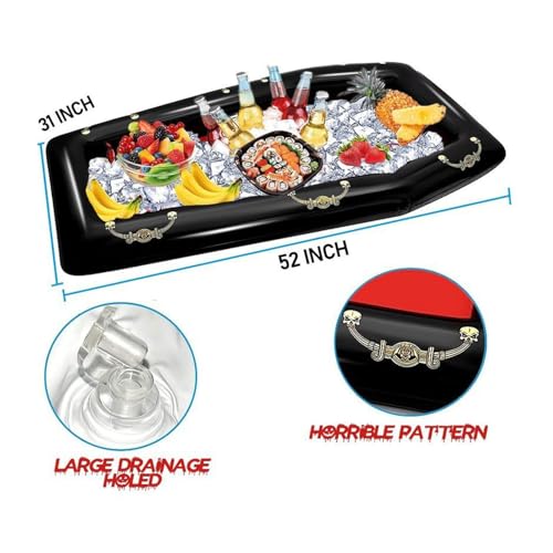 Onuuzivl 空気注入式サーバーバー - 空気入れ式アイストレイ 食品用 | スケルトン棺型 ビーチ プール ピクニック BBQ 家族団らんに最適 持ち運び便利 膨張式クーラーボックス