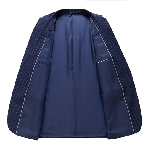 Men's Business Striped Leisure 2-Piece Suit Pinstripe Wedding Party Formal Suits Slim Single Breasted Blazer Pants3