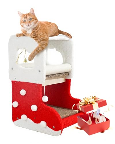 YUCHONG 猫タワー キャットタワー ミニ 小型 据え置き 爪研ぎ 段ボール 天然麻紐 爪とぎポール 猫ハウス 猫のおもちゃ スソックスデザイン 人気 運動不足解消 省スペース 猫のハーネス プレゼント付き