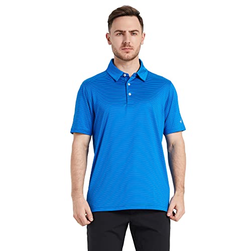 Image of Men's Golf Polo Shirts Short Sleeve Striped Performance Moisture Wicking Dry Fit Golf Shirts for Men