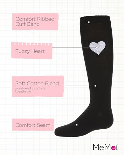 MeMoi Girls Cotton-Rich Fuzzy Heart Embellished Knee Sock3