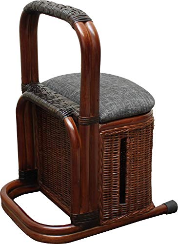 立ち上がり補助器具 つかまり立ちステッキ 収納付き ブラウン 籐 ラタン 肘置き 立ち上がり 補助 スタンド 軽量 室内 杖のサムネイル