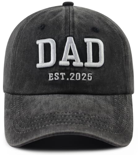 Image of 2PCS Mom and Dad EST 2025 Hat for Women Men, Funny Adjustable Cotton Embroidered New Parents Gifts Baseball Cap
