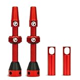 Thinvik チューブレスバルブ 仏式 チューブレス対応リム用 48mm 70mm 超軽量 アルミ合金 耐久防錆 2本セット (アルミニウム合金バルブキャップ付) + コア外しツール付き (48mm レッド)