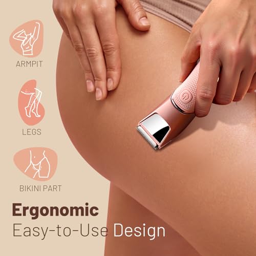 bikini trimmer for women pubic hair razor with mirror amp led light electric shaver with ceramic blades amp travel lock - body groomer ipx7 waterproof use for legsarmunderarm