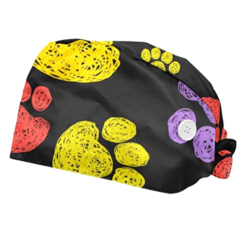 Couvre-chef unisexe et casquette de travail à motif pattes de chien colorées