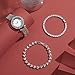 NEWITIN 3 Pieces Women Diamond Watch Bracelets Set Luxury Fashion Jewelry Cubic Zirconia Wristwatch Bracelet Silver Watch Jewelry Set for Women