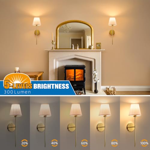 Image of NIORSUN Battery Operated Wall Sconce Set of 2,Beige-Gold Rechargeable Wall Lights with 10400mAh Dimmable Bulbs and Remote, 9 Colors Wireless Wall Lamps for Bedroom Living Room Hallway