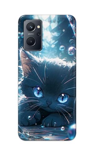 Image of Printed Hard Back Cover Case for Realme 9i 4G Back Cover (Cute Cat) -1111