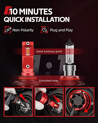 Image of Torchbeam 9005 /H11 LED Fog Lights 1:1 Replacement, 65000LM 12X Brighter, 100,000Hrs, Plug and Play
