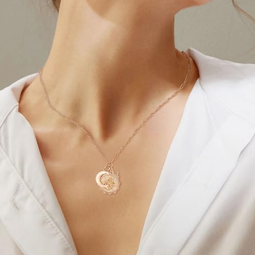 MISS RIGHT Gold Zodiac Sign Coin Necklace with Opal Crescent Moon Charm for Women Trendy, Dainty Gold Paperclip Chain 12 Constellation Horoscope Necklaces Astrology Jewelry Gifts4