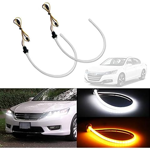 GTINTHEBOX Switchback Dual-Color White/Amber Illuminating Headlight LED Daytime Running Signal Lights DRL Retrofit for 2013-2015 Honda Accord Sedan,2 Pcs Cover