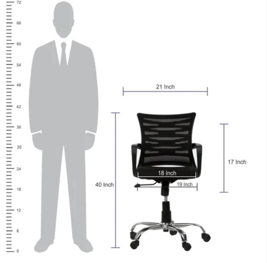 Image of NGFC Ergonomic Office Chair for Home Office & Study | Height Adjustable Mesh Back Chair with Tilt Lock Mechanism, 360 Swivel, High-Comfort Cushioned Seat, and Modern Design - Pack of 1