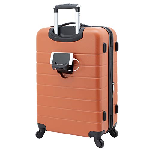 Wrangler Smart Luggage Set With Cup Holder And Usb Port, Burnt Orange, 20Inch,24Inch,28Inch #TOP2