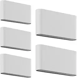 Kit 5x Arandela Externa Slim Pastilha Alumínio Branca Facho Duplo LED 3000K 12W IP45 Bivolt