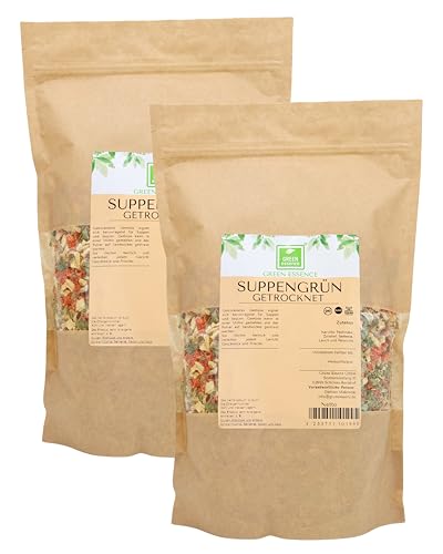 Suppengrün 1kg (2 * 500g) von der Grünen Essenz - getrocknet ohne salz - Suppenkräuter - Suppengewürz - Gemüsemischung