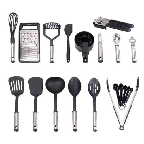 TEMPNAP Juego de Utensilios de Cocina de Acero Inoxidable 24 Piezas Antiadherente y Seguro para Cocinar Batería de Cocina y Diseño Estilizado para Uso en Horno