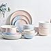 Chiny Zestaw obiadowy, Talerz obiadowy Ceramika Zestawy obiadowe, 40-częściowy zestaw obiadowy | Talerz/Miska/Łyżka - Zestaw Kombinowany Porcelanowy Styl Nordycki Phnom Penh Różowy Niebieski