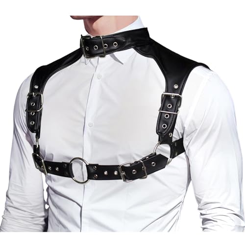 Men's Harness Belt, Men's Costume PU Leather Body Chest, Sexy Punk Body Harness Belt, Adjustable Buckle Clothes Outfits, Nightclub Cosplay Clubwear2