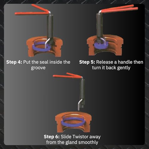 Hydraulic Seal Installation Tool Set – 6 Piece Seal Twistor Tool Including Two Sided Seal Pick, Easily Install Seals Without Damaging Them, UCup Twistor Cylinder Rod Seal Packing Install Kit - Thumbnail 5