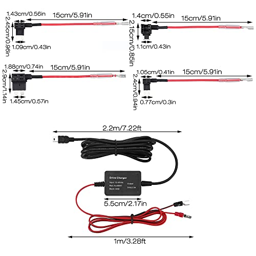 Gobesty Nextbase Dash Cam Hardwire Kit, kit de cableado duro para cámara de salpicadero, mini/micro USB, 12 V, 24 V a 5 V, kit de cable duro para cámara Dashcam GPS