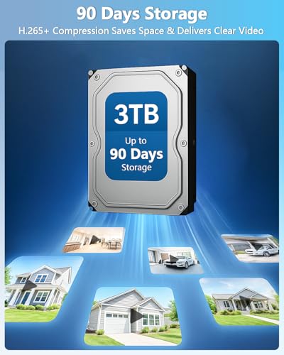 Image of 【90-Day Storage & 90ft Night Vision】 Outdoor Wired Security Camera System, Home Video Surveillance Systems, CCTV Cameras for Home Security