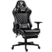 Produktbild Trisens Gaming Stuhl mit Fußstütze und ergonomsichen 4D-Armlehnen - Gaming Chair in Sportsitz Optik - Gamer Stuhl mit verstellbaren Rückenstützkissen für gesündere Sitzhaltung, Farbe:Schwarz/Grau