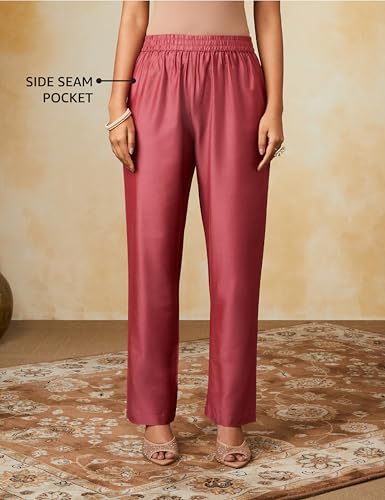 Image of Amazon Brand - Myx Women Embroidered Kurta Pant Set with Mesh Dupatta | Viscose,Rayon (Available in Plus Sizes)