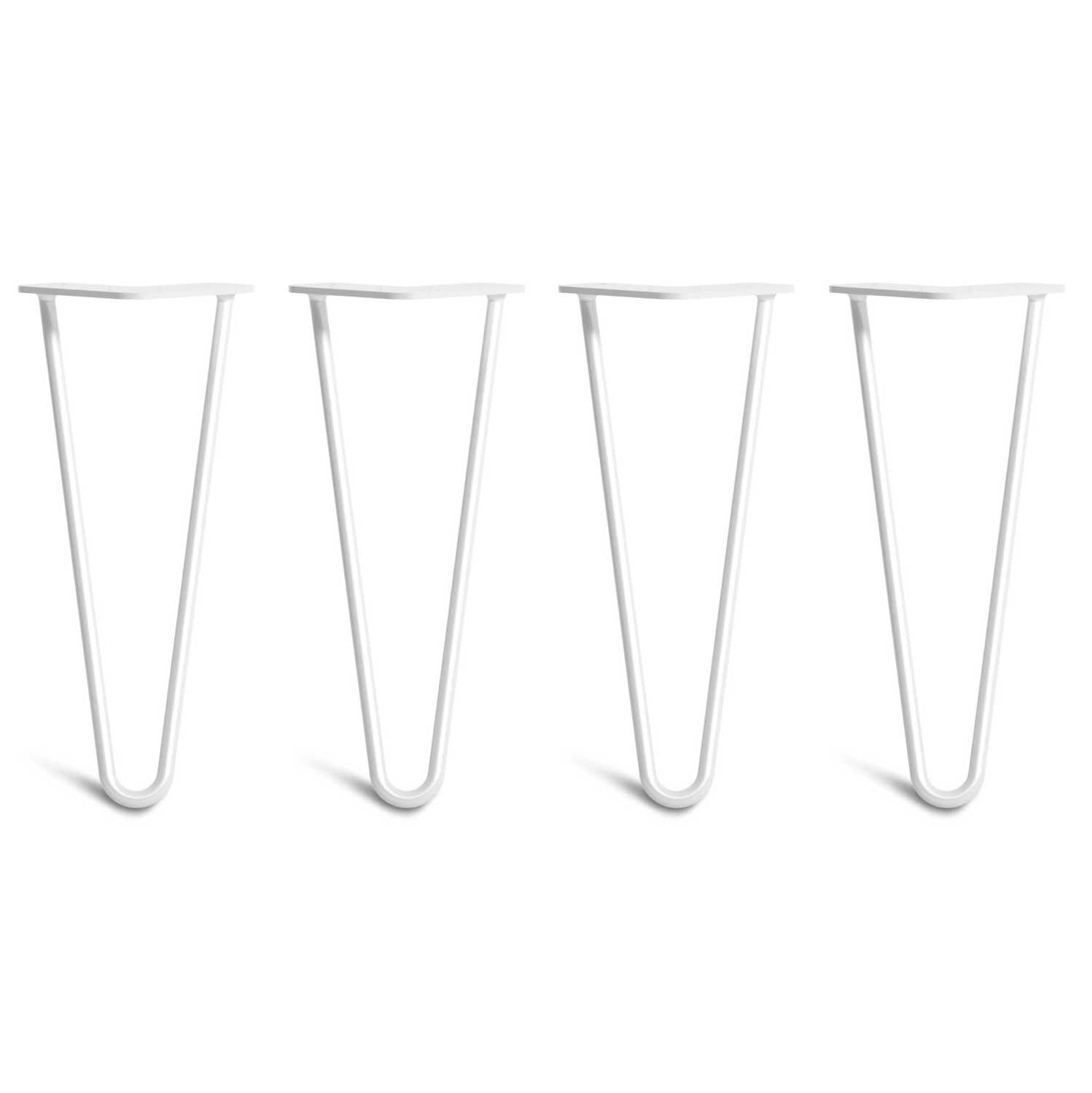 [HLC] 4 x Hairpin Table Legs – Superior Double Weld Steel Construction With Screws, Build Guide & Protector Feet Worth £8 Included! – 10mm Steel [12"/30cm,White]