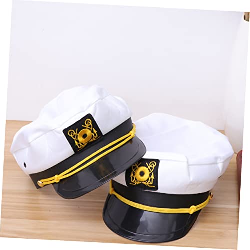 Lifkome Hat 2 Pcs Vintage Hats For Men Blancas Para Hombres Ladies Hat Admiral Marine Cap Hat And Pipe Captain Hat Uniform Performing Cap Skippers Uniform Cap Clothing White #TOP6