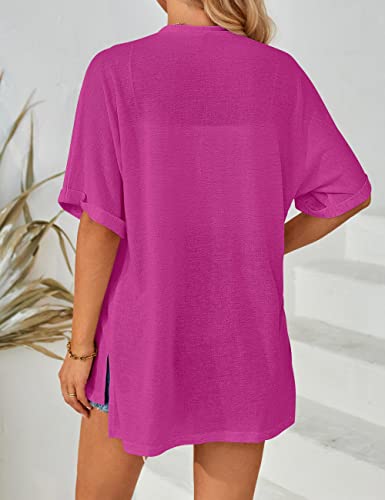 Image of MEROKEETY Women's 2026 Summer Lightweight Kimono Cardigan Short Sleeve Open Front Casual Loose Trendy Beach Cover Ups