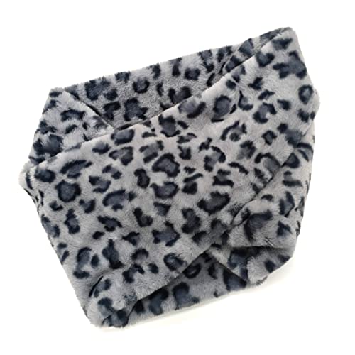 Écharpe tour de cou en fausse fourrure avec imprimé animal - Coupe-vent - Extensible - Pour femme, gris, taille unique Cover
