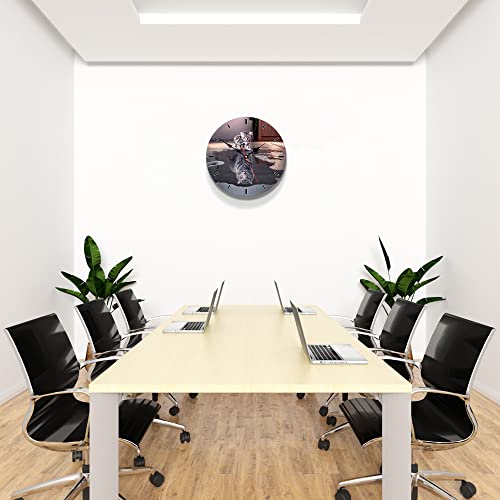 Vikmari 8 Inch Quartz Movement Silent Non-Ticking Wooden Wall Clocks Cat And Tiger Pattern Round Clock For Kitchen Study Office School Bathroom Living Room Decorations #TOP5