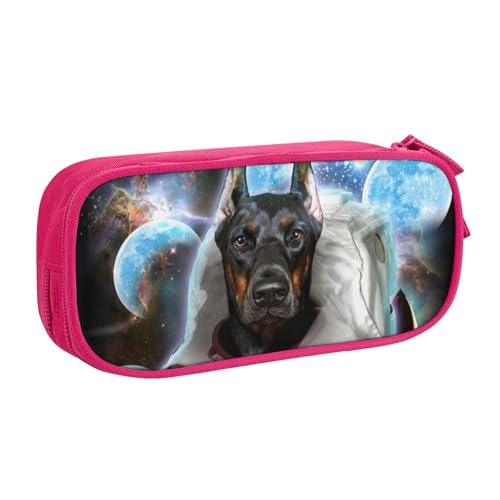 犬ペンケース 筆箱 文具ケース おしゃれ 筆袋 鉛筆ケース 鉛筆のサック 中高校生 軽量 収納バッグ 学生 子供 誕生日 入学ギフト 大容量 ダブルレイヤーPink