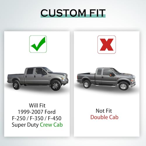 Image of KARPAL Floor Mats for 1999-2007 Ford F250 / F350 / F450 Super Duty Crew Cab Carpet Floor, Custom Fit TPE All Weather Ford F250 Accessories 1st & 2nd Floor Liner