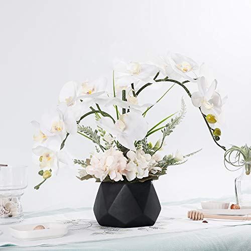 Lesing Artificial Ochid Flowers Fake Faux Orchid Arrangement With Vase Artificial Bonsai Potted Flowers Phalaenopsis Orchid In Vase For Home Decoration (Style 2,Black Vase) #TOP1