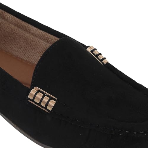 Image of CatBird Women's Suede Finish Loafers | Slip-On Flat Shoes with Minimal Metal Detail | Soft Cushioned Footbed and Flexible Grip Sole | Ideal for Office, Everyday Wear, Travel and Casual Outings