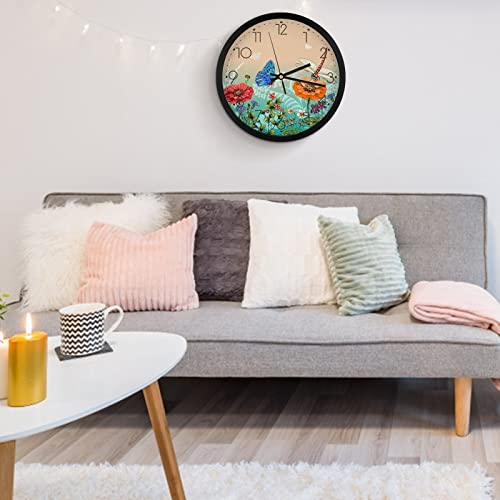 Pendule murale silencieuse pour travailler sans bruit avec design moderne de libellule