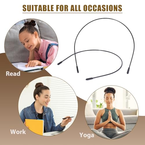 Image of 2 Pcs Metal Headbands for Women, Black Headpiece Wire Headband Trendy & Cute, Thin Head Band Simple and Stylish Headwear Hair Accessories (Black)