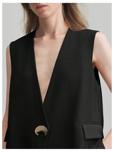 SOLY HUX Women's Sleeveless Blazer Vest Deep V Neck Split Work Office Suit Vest with Pocket4