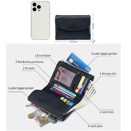 Unisex Leather Wallet,5.3 In Short Genuine Leather Coin Purse with Credit Card Holder,Clutch Bags,Small Wallets for Women,Coin Holder & Cash Slots,RFID Protected (Purple)3