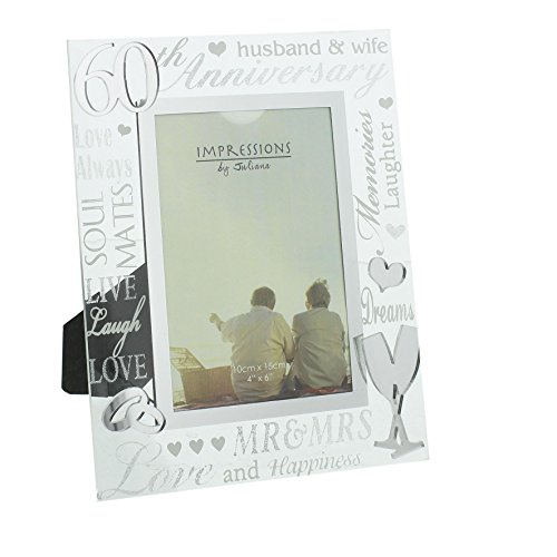 Diamante 60th aniversario de boda efecto Espejo marco de fotos Cover