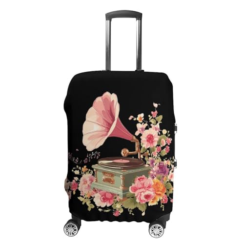 Phonograph Musical Notes Flowers Luggage Covers Washable Travel Suitcase Cover Elastic Baggage Protector